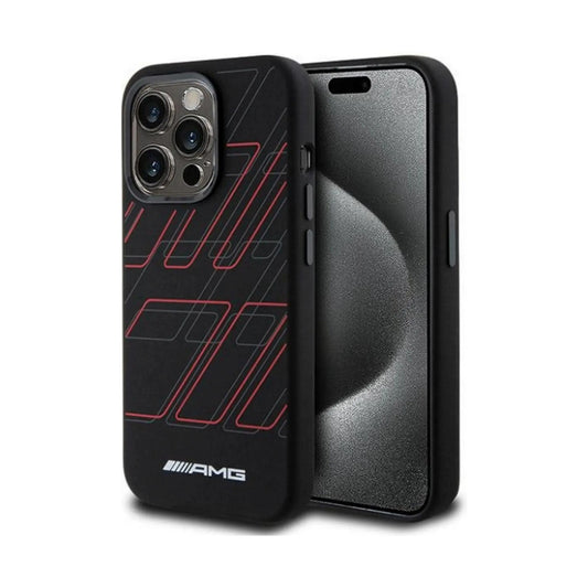 Mercedes-AMG Hülle Large Rhombuses MagSafe Schwarz – iPhone 15 Pro