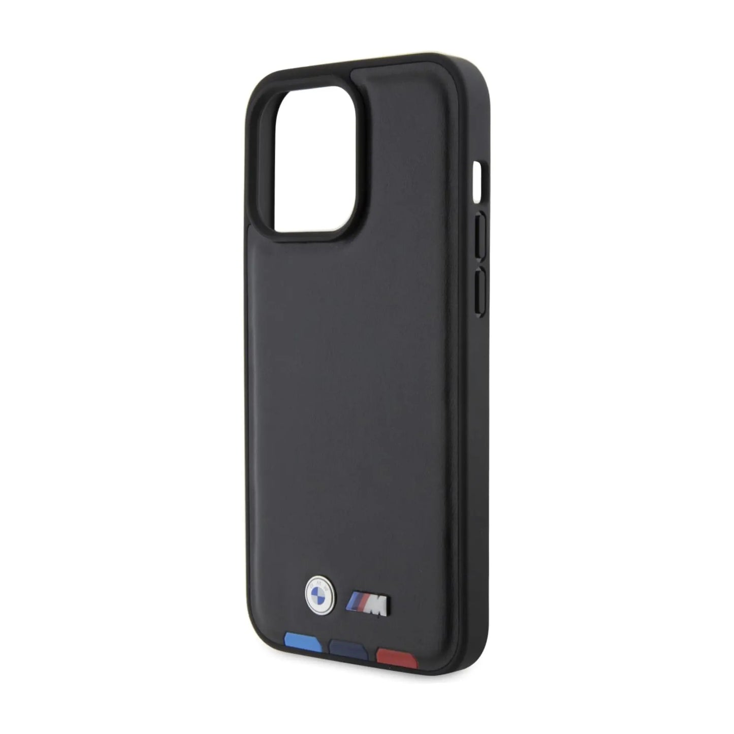 BMW Hülle Leder Hot Stamp Tricolor Schwarz – iPhone 15 Pro Max