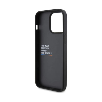 BMW Hülle Leder Hot Stamp Tricolor Schwarz – iPhone 15 Pro Max