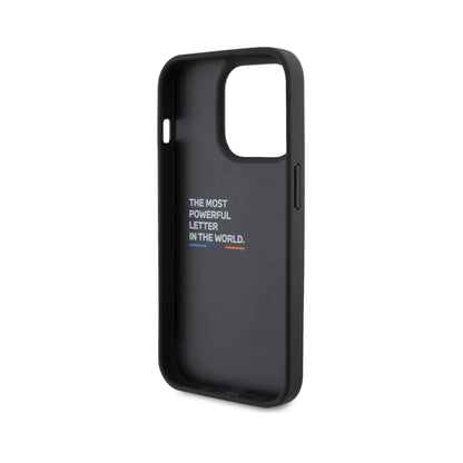 BMW iPhone 15 Hülle, Schwarz – Leder Carbon Blue Line
