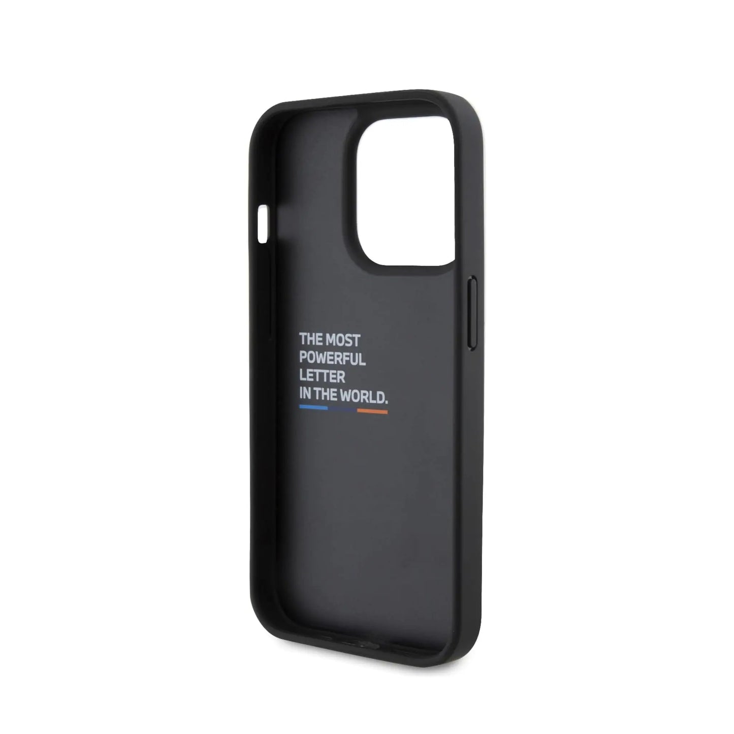 BMW iPhone 15 Pro Hülle, Schwarz – Leder Carbon Blue Line