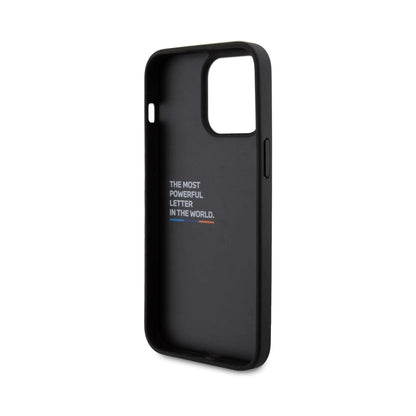 BMW iPhone 15 Pro Max Hülle, Schwarz – Leder Carbon Blue Line