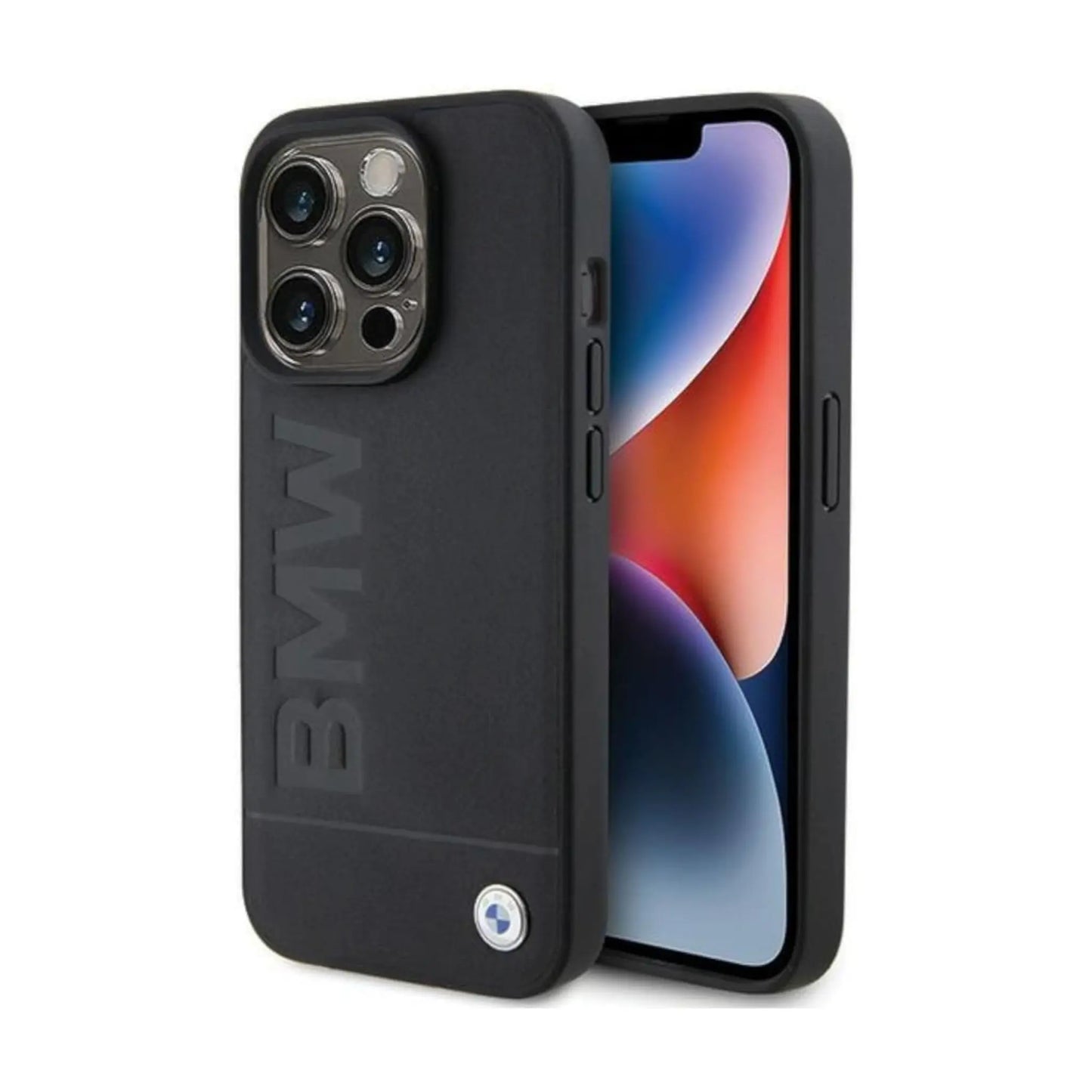 BMW Leder Hot Stamp MagSafe Case, Schwarz – iPhone 15 Pro