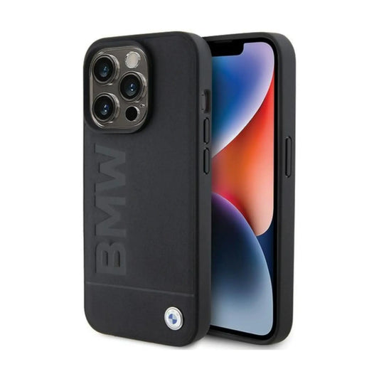 BMW Leder Hot Stamp MagSafe Case, Schwarz – iPhone 15 Pro