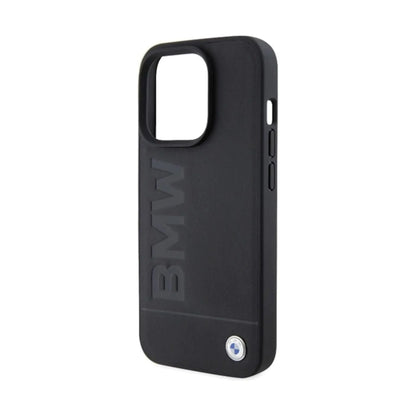 BMW Leder Hot Stamp MagSafe Case, Schwarz – iPhone 15 Pro
