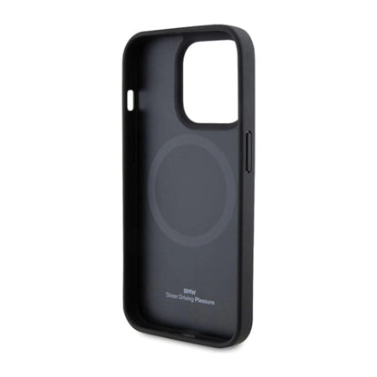 BMW Leder Hot Stamp MagSafe Case, Schwarz – iPhone 15 Pro