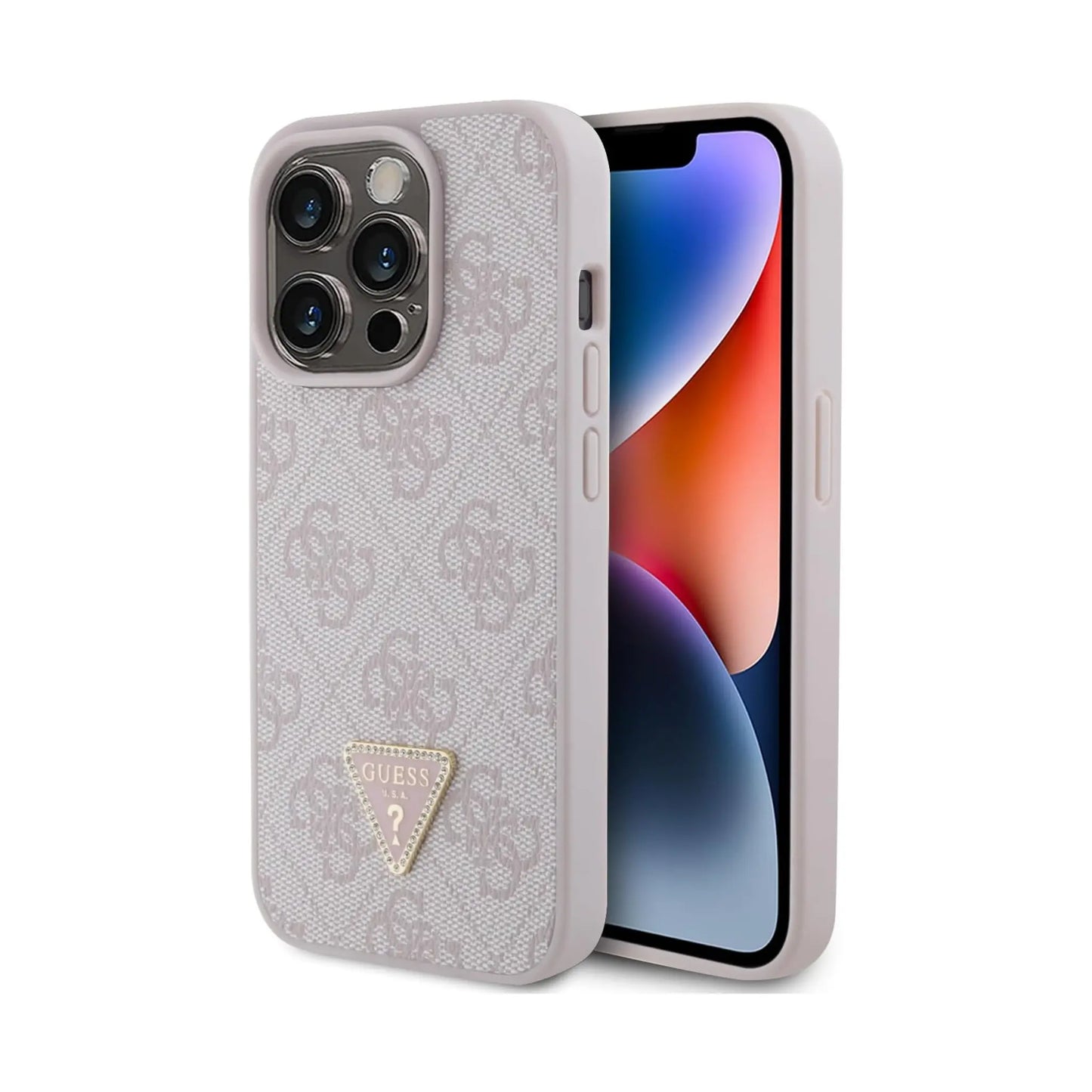 Guess 4G Triangle Rhinestone Case, Pink – iPhone 15 Pro Max