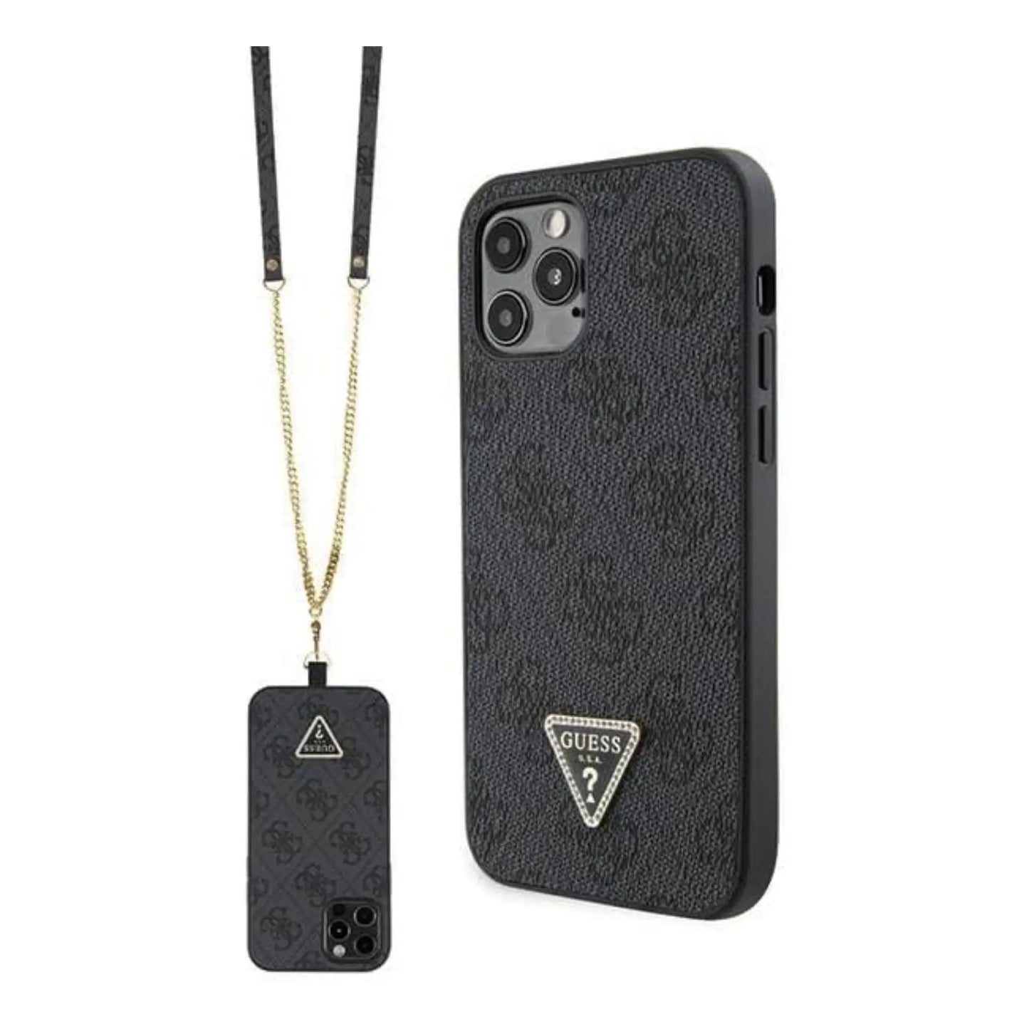 Guess Crossbody 4G Metal Logo Case, Schwarz – iPhone 12 / 12 Pro