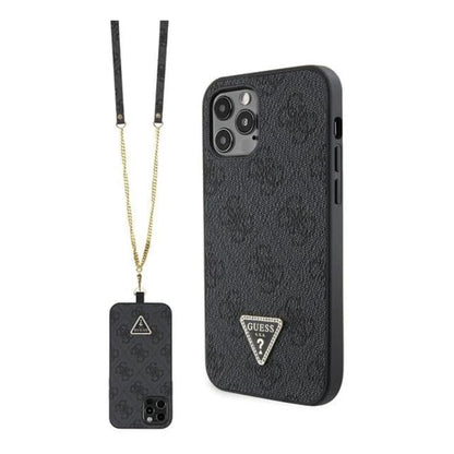 Guess Crossbody 4G Metal Logo Case, Schwarz – iPhone 12 / 12 Pro