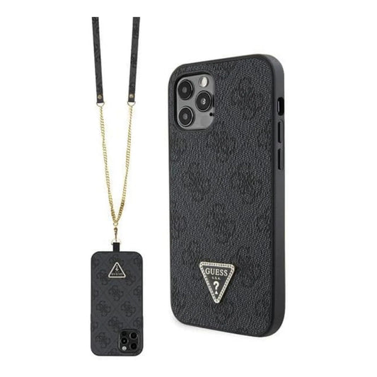 Guess Crossbody 4G Metal Logo Case, Schwarz – iPhone 12 / 12 Pro