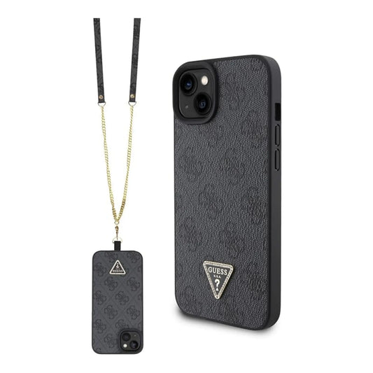 Guess iPhone 15 Plus Hülle, Schwarz – Crossbody 4G Metal Logo