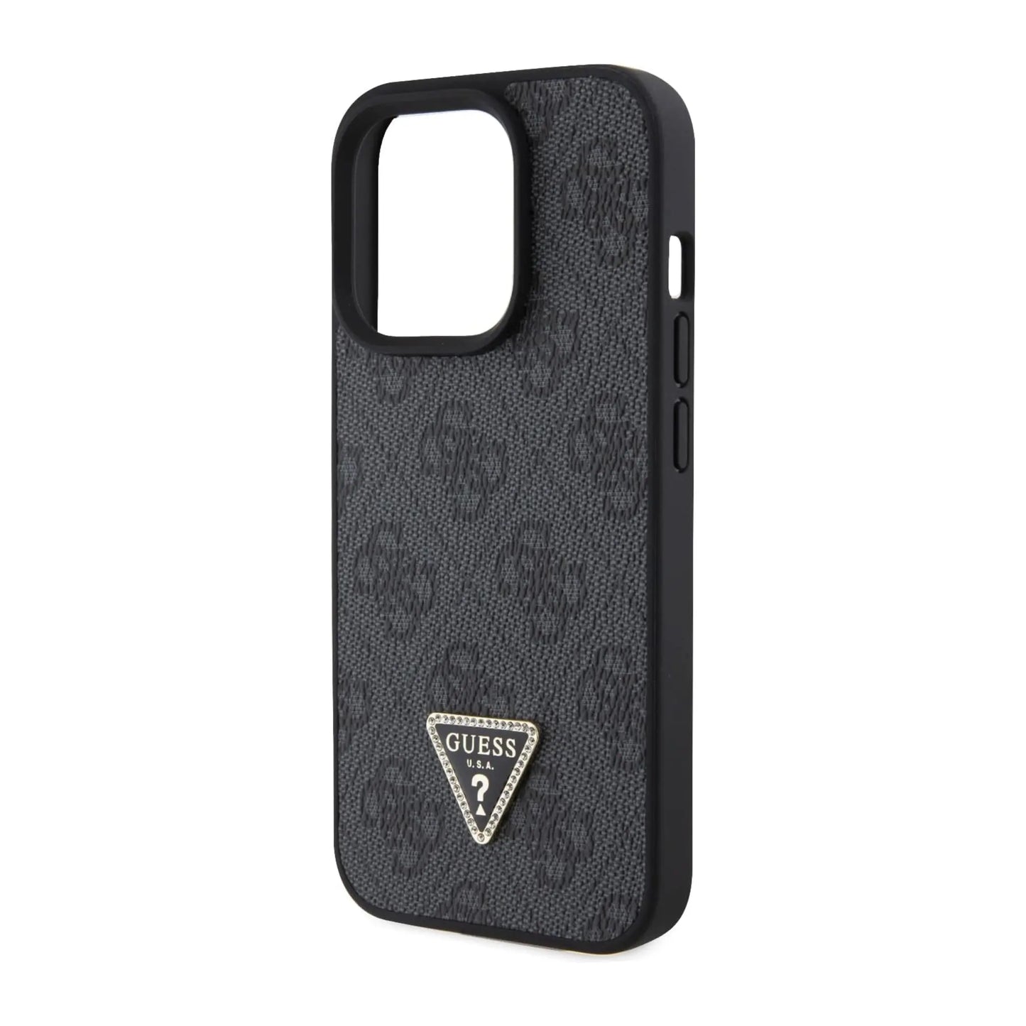 Guess iPhone 15 Pro Hülle, Schwarz – Crossbody 4G Metal Logo