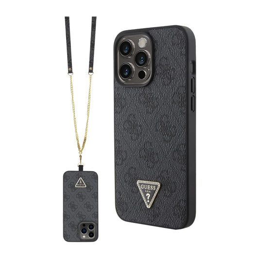 Guess GUHCP15XP4TDSCPK Crossbody 4G Metal Logo Case, Schwarz – iPhone 15 Pro Max