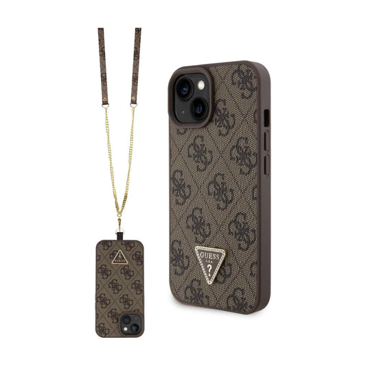 Guess Hülle Crossbody 4G Metal Logo Braun - iPhone 15