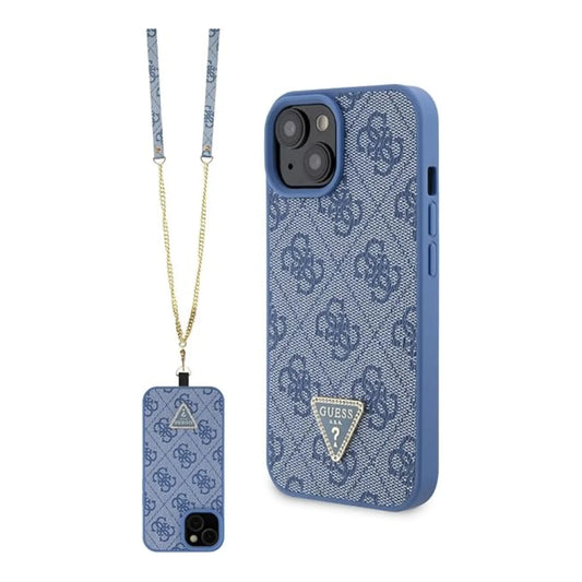 Guess Hülle Crossbody 4G Metal Logo Blau - iPhone 15