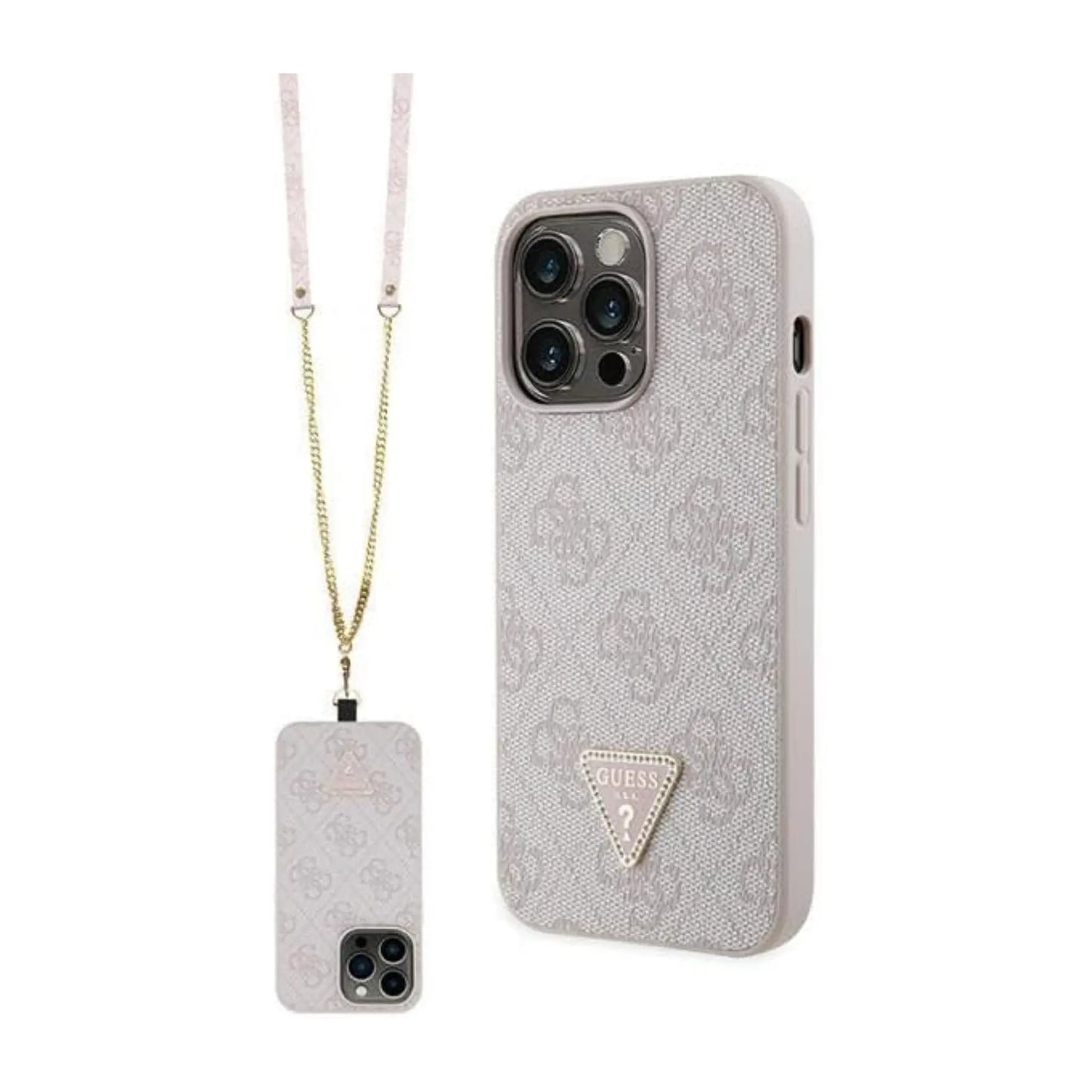 Guess iPhone 13 Pro Max Hülle, Pink – Crossbody 4G Metal Logo