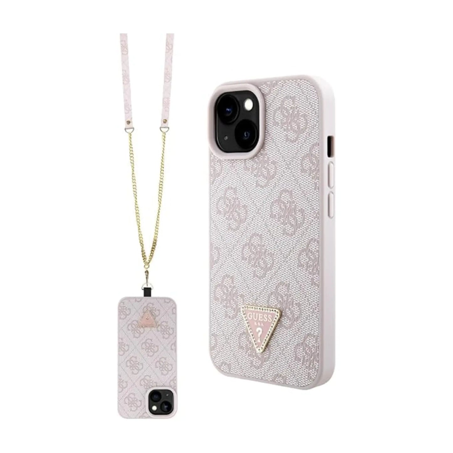 Guess Hülle GUHCP15SP4TDSCPP Crossbody 4G Metal Logo Rosa – iPhone 15