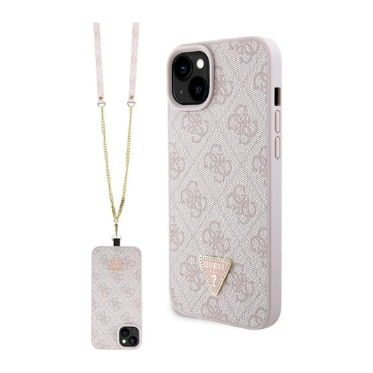 Guess GUHCP15MP4TDSCPP Hülle Crossbody 4G Metal Logo Pink - iPhone 15 Plus