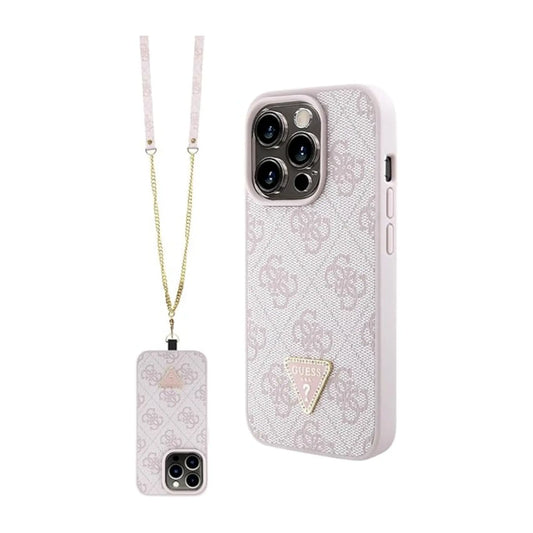 Guess Hülle Crossbody 4G Metal Logo Pink - iPhone 15 Pro
