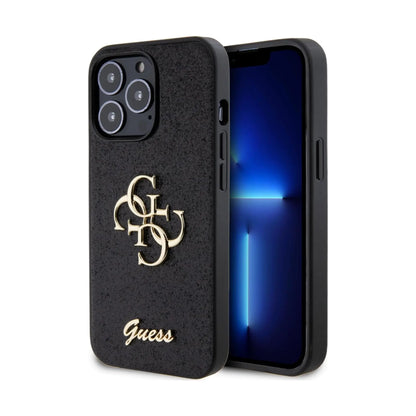 Guess Glitter Script Big 4G, Schwarz - iPhone 13 Pro