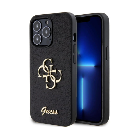 Guess Glitter Script Big 4G, Schwarz - iPhone 13 Pro