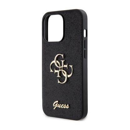 Guess Glitter Script Big 4G, Schwarz - iPhone 13 Pro