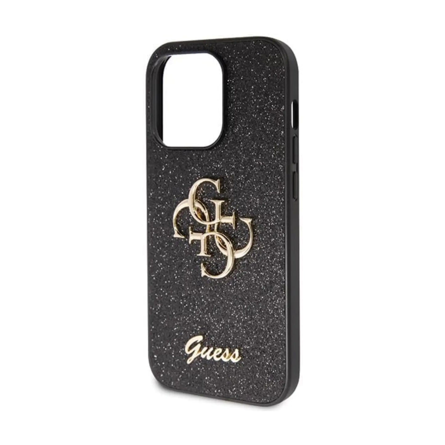 Guess GUHCP14LHG4SGK Glitter Script Big 4G, Schwarz - iPhone 14 Pro