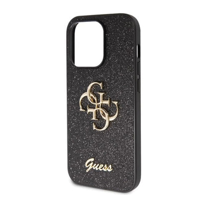 Guess iPhone 14 Pro Max Hülle, Schwarz – Glitter Script Big 4G