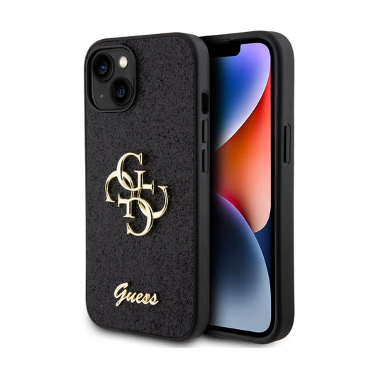 Guess Hülle Glitter Script Big 4G Schwarz – iPhone 15
