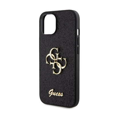 Guess Hülle Glitter Script Big 4G Schwarz – iPhone 15