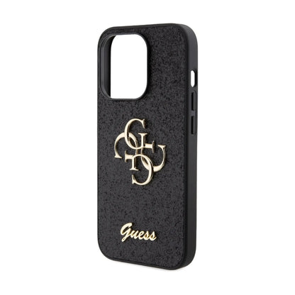 Guess Glitter Script 4G Case, Schwarz - iPhone 15 Pro Max