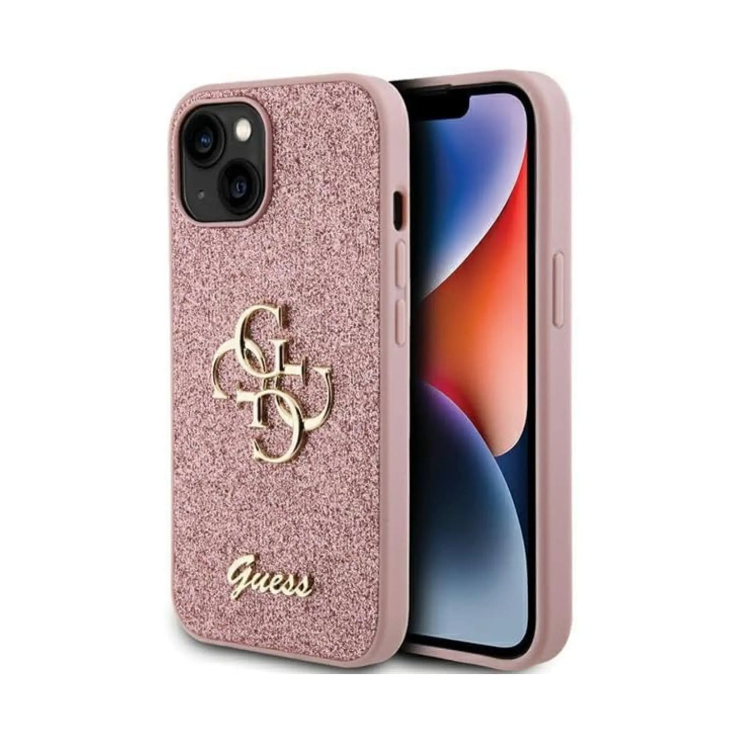 Guess Big 4G Fixed Glitter TPU Hülle Pink – iPhone 15 Plus & 14 Plus