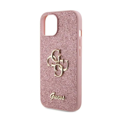 Guess Big 4G Fixed Glitter TPU Hülle Pink – iPhone 15 Plus & 14 Plus