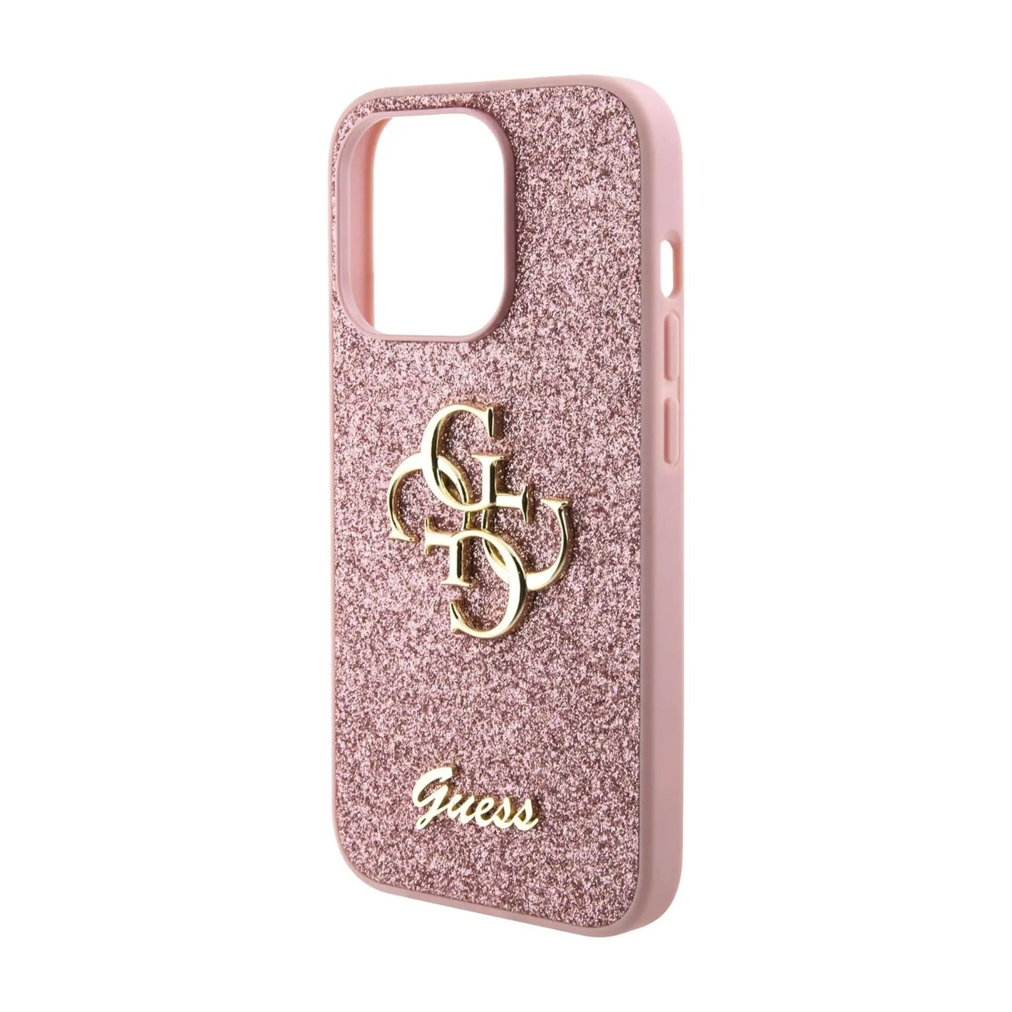 Guess Hülle Glitter Script Big 4G Pink – iPhone 15 Pro Max