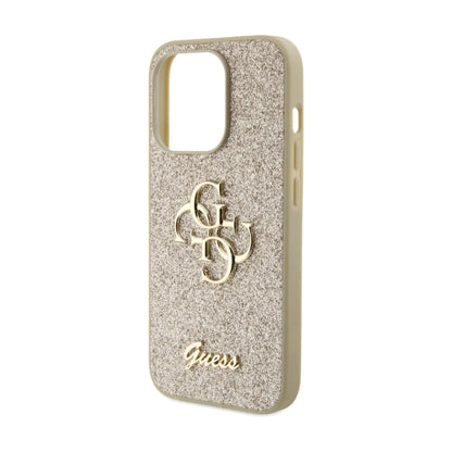 Guess Glitter Script Big 4G Hülle Gold – iPhone 15 Pro