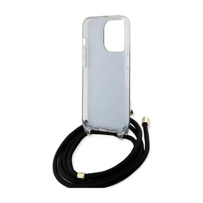 Guess Hülle Crossbody Cord 4G Print Schwarz - iPhone 15 Pro