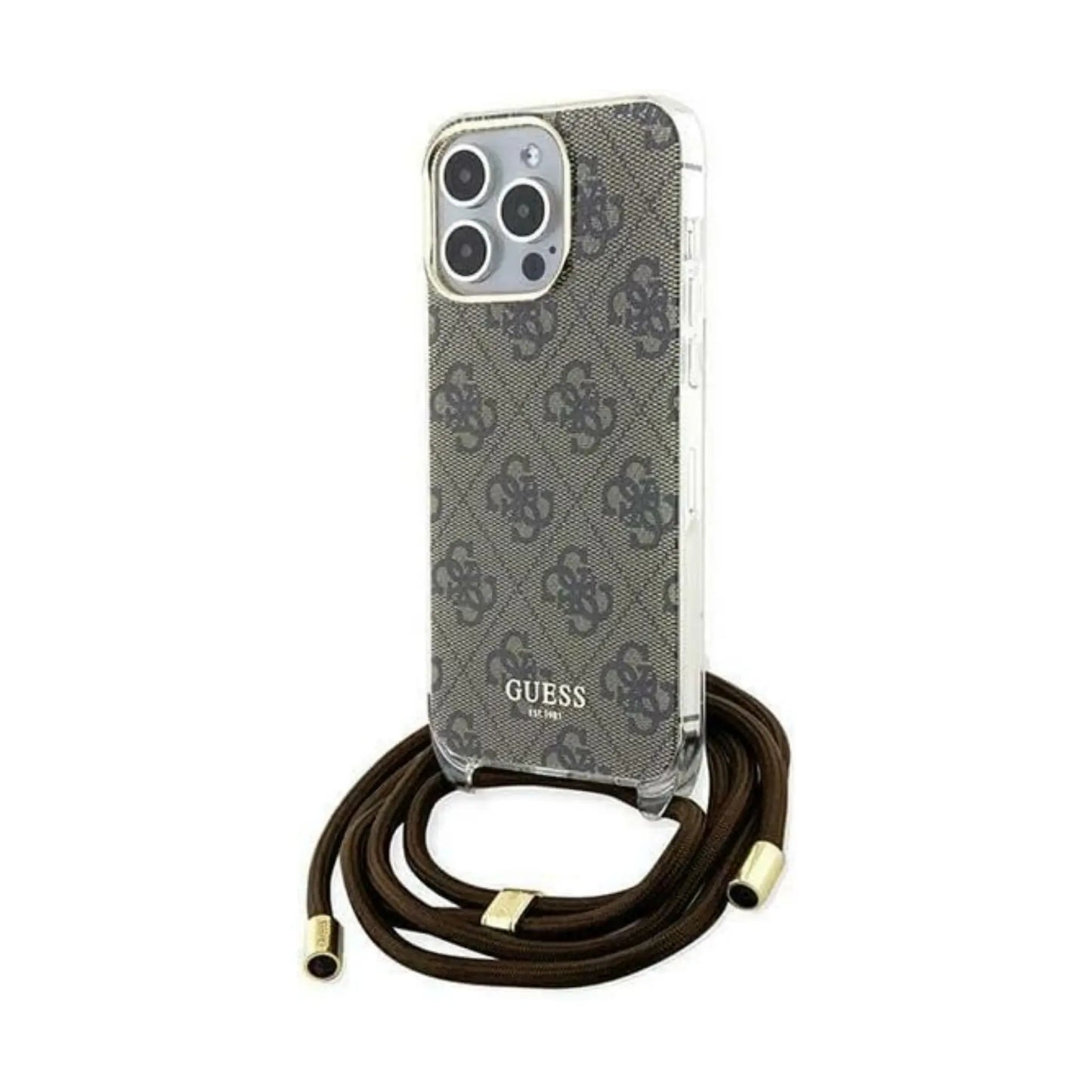 Guess Crossbody Cord 4G Print Case Braun – iPhone 15 Pro