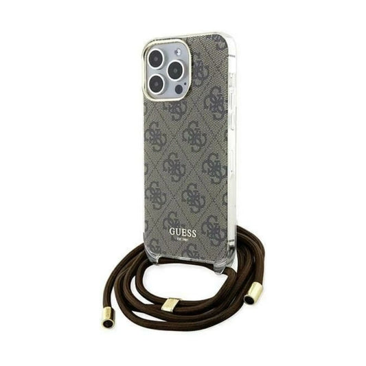 Guess Crossbody Cord 4G Print Case Braun – iPhone 15 Pro