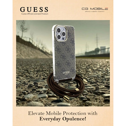 Guess Hülle Crossbody Cord 4G Print Braun - iPhone 15 Pro Max