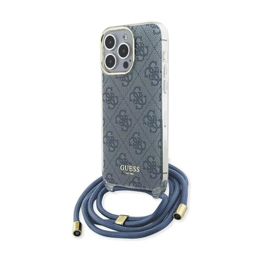 Guess Hülle Crossbody 4G Print Blau - iPhone 15 Pro