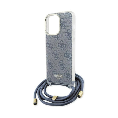 Guess Hülle Crossbody Cord 4G Print Blau - iPhone 15 Pro Max
