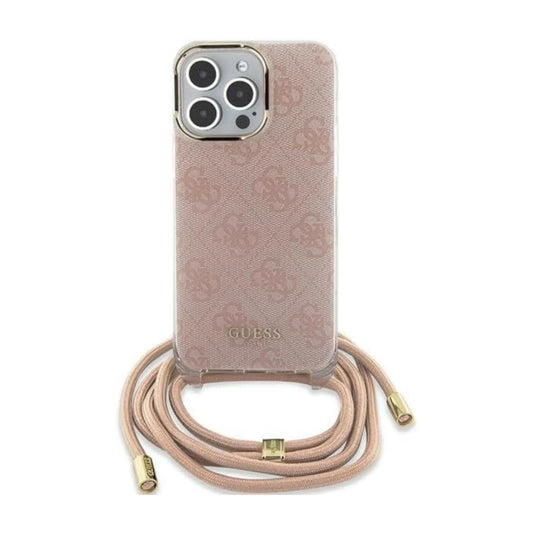 Guess Hülle Crossbody Cord 4G Print Pink - iPhone 15