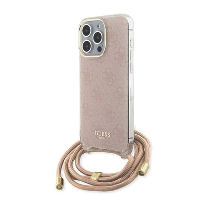 Guess Crossbody Cord 4G Print Hülle – iPhone 15 Pro Pink