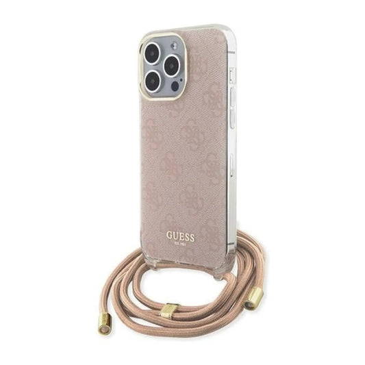 Guess Hülle Crossbody Cord 4G Print Pink - iPhone 15 Pro Max
