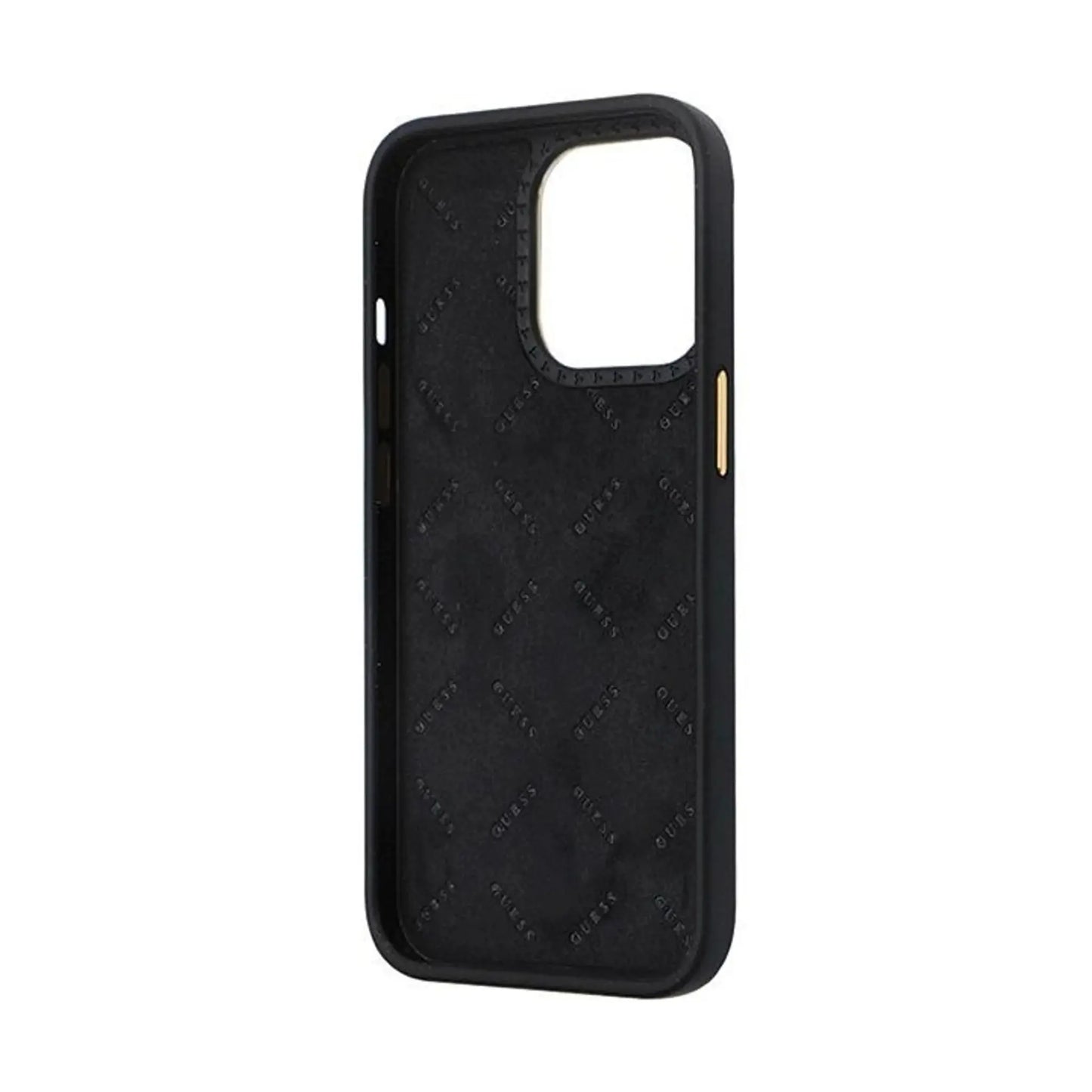 Guess Hülle Silikon Logo Strass 4G Schwarz Gold - iPhone 13 Pro Max
