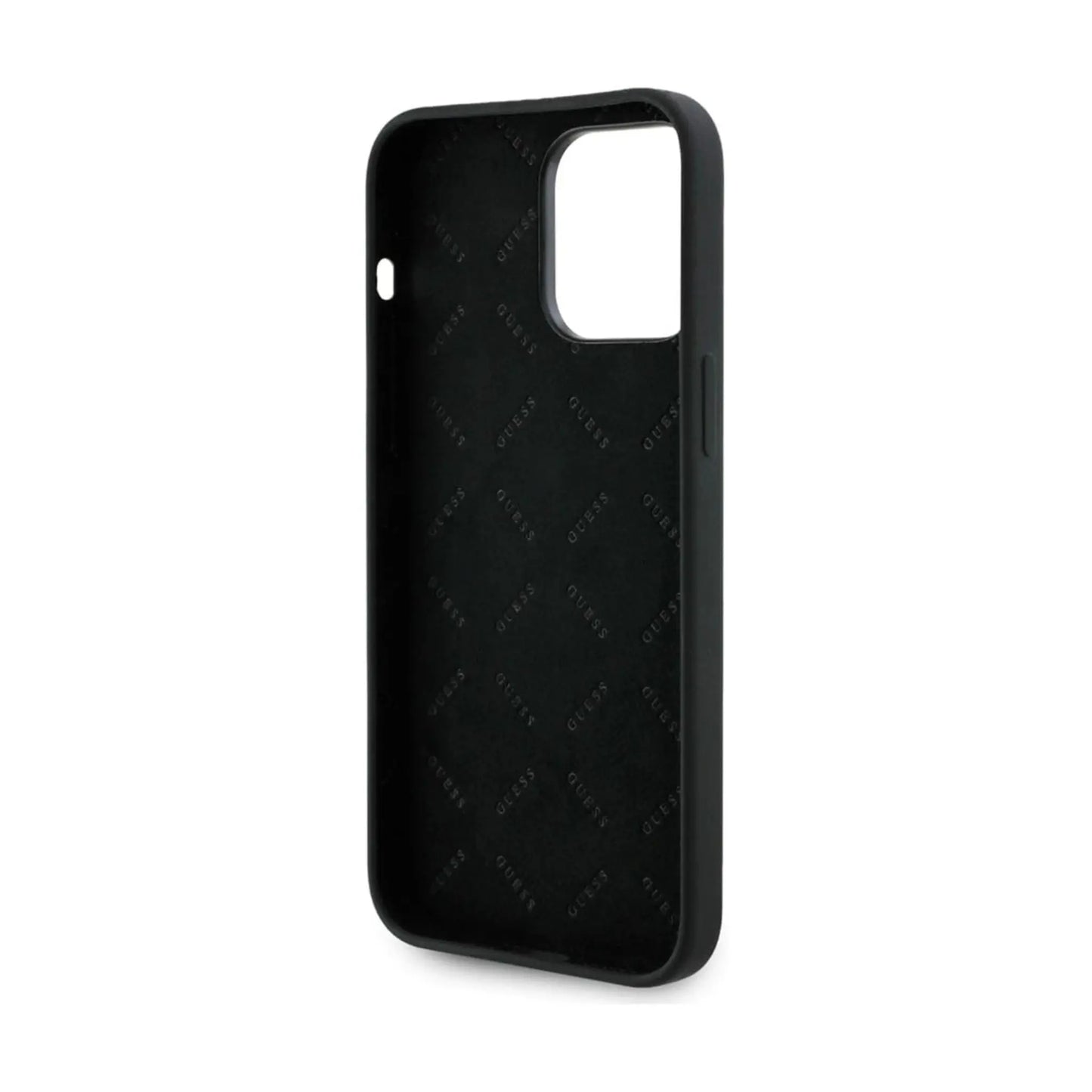 Guess Handyhülle GUHCP14XM4DGPK Silikon Logo Strass 4G Schwarz – iPhone 14 Pro Max