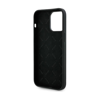 Guess Handyhülle GUHCP14XM4DGPK Silikon Logo Strass 4G Schwarz – iPhone 14 Pro Max