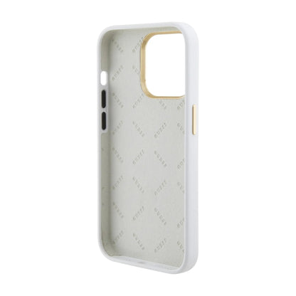 Guess GUHCP15XM4DGPH Hülle Silikon Strass 4G Transparent Weiß - iPhone 15 Pro Max