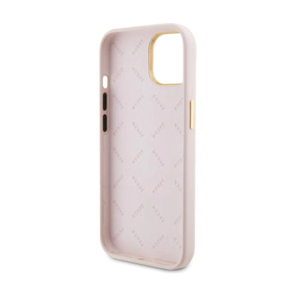 Guess Hülle Silikon Logo Strass 4G Pink - iPhone 15
