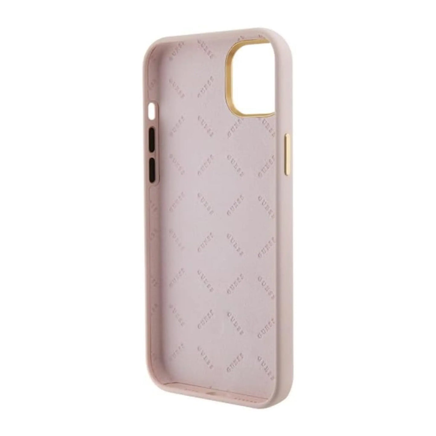 Guess iPhone 15 Plus Hülle, Pink – Silicone Logo Strass 4G